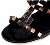 Rockstud Leather Sandals in Black or White - DESIGNER INSPIRED FASHIONS
