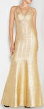 'Gabriela' Woodgrain Foil Print Gown