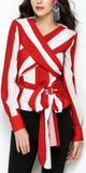 Wrap-Effect Striped Top