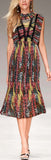 Lace-Paneled Multi Colored Sleeveless Midi Dress