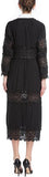 Black Lace-Paneled Button-Down Midi Dress