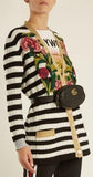 Floral-Embroidered Striped Knit Cardigan Sweater