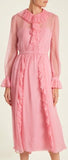 Ruffled-Trimmed Long-Sleeved Dress
