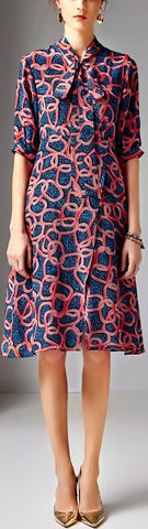 Chain Link Print Silk Dress