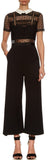 Black Fleur Lace-Paneled Wide-Leg Jumpsuit - DESIGNER INSPIRED FASHIONS