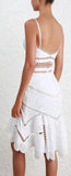 'Mercer' Fan Cotton Bralette & Skirt Set, White