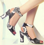 Floral Print Sandals - (Red, Black, Blue)