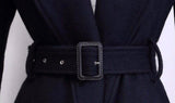 Belted Navy Wool Coat - DESIGNER INSPIRED FASHIONS
