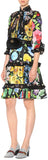 Butterfly-Ruffle-Trim Floral Print Dress