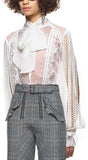 Trim Panelled Draped Sleeve Top, White