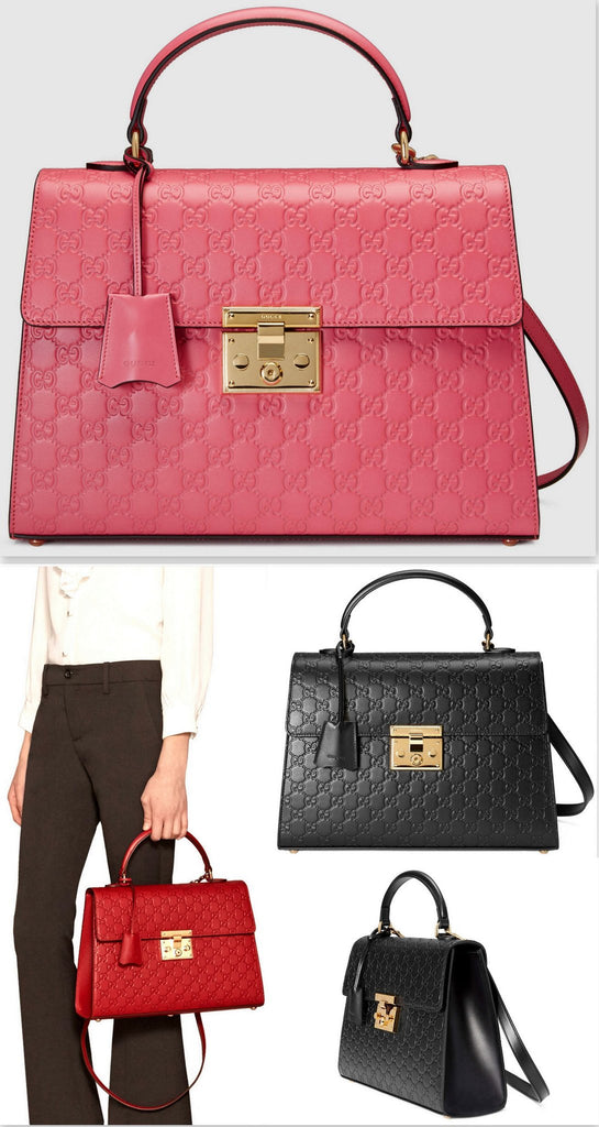Padlock GG Signature Top-Handle Leather Bag - (Black, Red, Pink) - DESIGNER INSPIRED FASHIONS