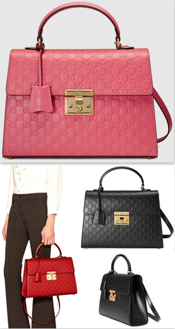 Padlock GG Signature Top-Handle Leather Bag - (Black, Red, Pink) - DESIGNER INSPIRED FASHIONS
