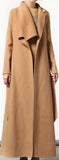 Long Wool-Blend Wrap Coat