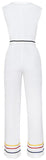 Strip-Contrast Belted Jumpsuit