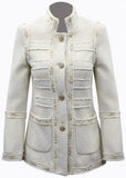 Embellished Single-Breasted Jacket - Black or White