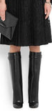 'Shark Lock' Wedge Knee Leather Boots in Black - DESIGNER INSPIRED FASHIONS