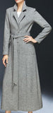 Full-Length Tie-Waist Coat in Grey - DESIGNER INSPIRED FASHIONS