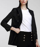 Double-Breasted Pinstripe Blazer - DESIGNER INSPIRED FASHIONS