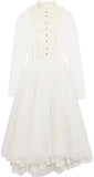 Ruffled Lace-Paneled Polka-Dot Tulle Midi Dress