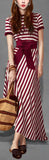 Striped T-Shirt with Midi Skirt and Sash/Belt