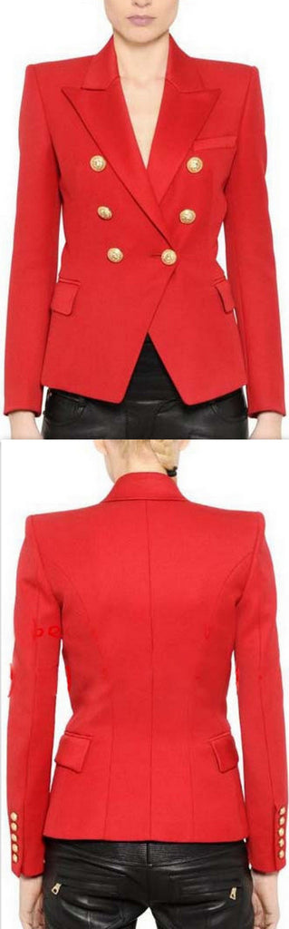 Double-Breasted Blazer, Red - DESIGNER INSPIRED FASHIONS