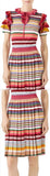 Ruffled Stripe Knit Top & Skirt Set