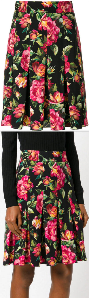 Floral Print Pleated Skirt