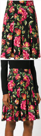 Floral Print Pleated Skirt