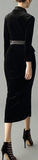 Double-Breasted Velvet Suit-Dress, Black
