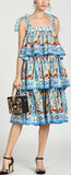 Tile Print Tiered Sun Dress