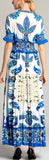 Flocked Printed Maxi Dress