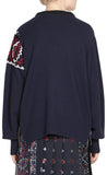 Navy Bandana Embroidered Sweater