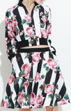 Floral & Stripe Print Jacket & Skirt Set