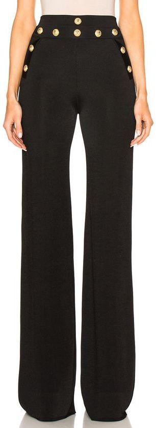 Lion Head-Gold-Button-Embellished Wide Legged Pants - Black or White - DESIGNER INSPIRED FASHIONS