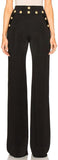 Lion Head-Gold-Button-Embellished Wide Legged Pants - Black or White - DESIGNER INSPIRED FASHIONS