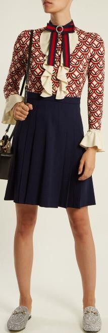 Vintage Circle-Print Cady Dress