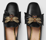 Embellished Leather Ballet Flat with Bow