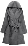 Hooded Cashmere & Wool Wrap Coat in Black or Grey - DESIGNER INSPIRED FASHIONS