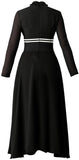 Black Contrast-Stripe Midi Dress