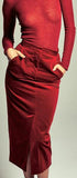 Red Velvet Midi Skirt