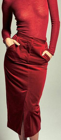 Red Velvet Midi Skirt