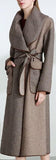 Gingham Large-Collar Wool-Blend Wrap Coat