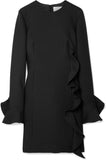Ruffled Mini Dress, Black