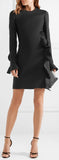 Ruffled Mini Dress, Black