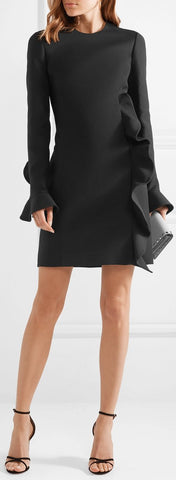 Ruffled Mini Dress, Black