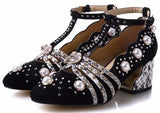 'Ofelia' T-Strap Pump in Black - DESIGNER INSPIRED FASHIONS