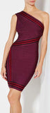 'Kayla' Jacquard Stripe Detail Dress - Black or Wine Red