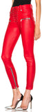 Lace Front Faux-Leather Skinny Pants in Red - DESIGNER INSPIRED FASHIONS