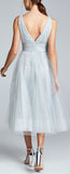 V-Neck Tulle Glitter Gown