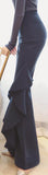 'Beata' Ruffle Flared High-Waist Trousers - Blue or Black